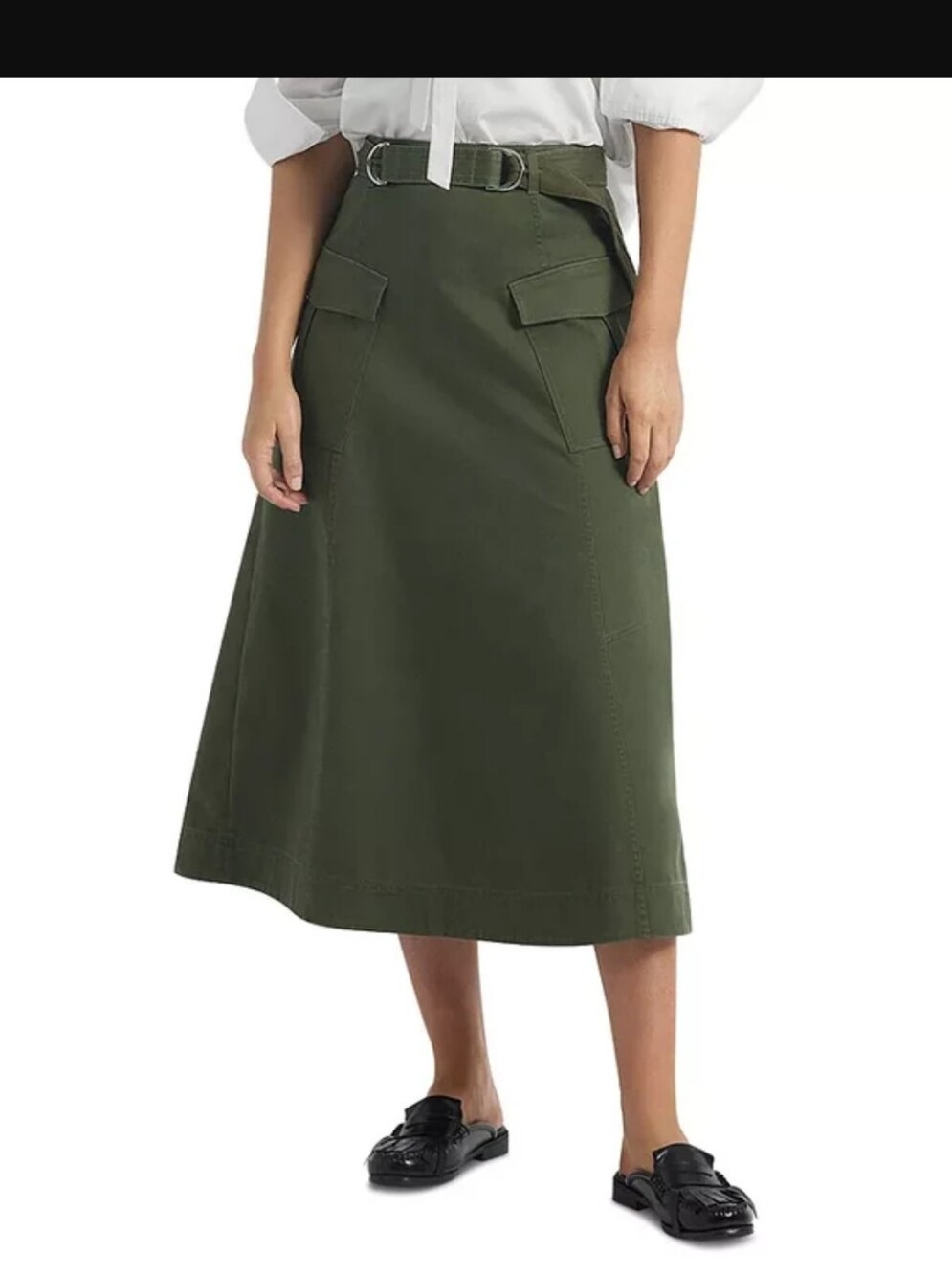 Derek Lam 10 Crosby Philomena Fatigue olive green utilitarian look Cotton skirt